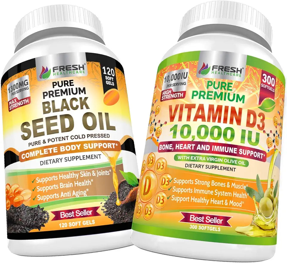 Black Seed Oil and Vitamin D3 10,000 IU X224