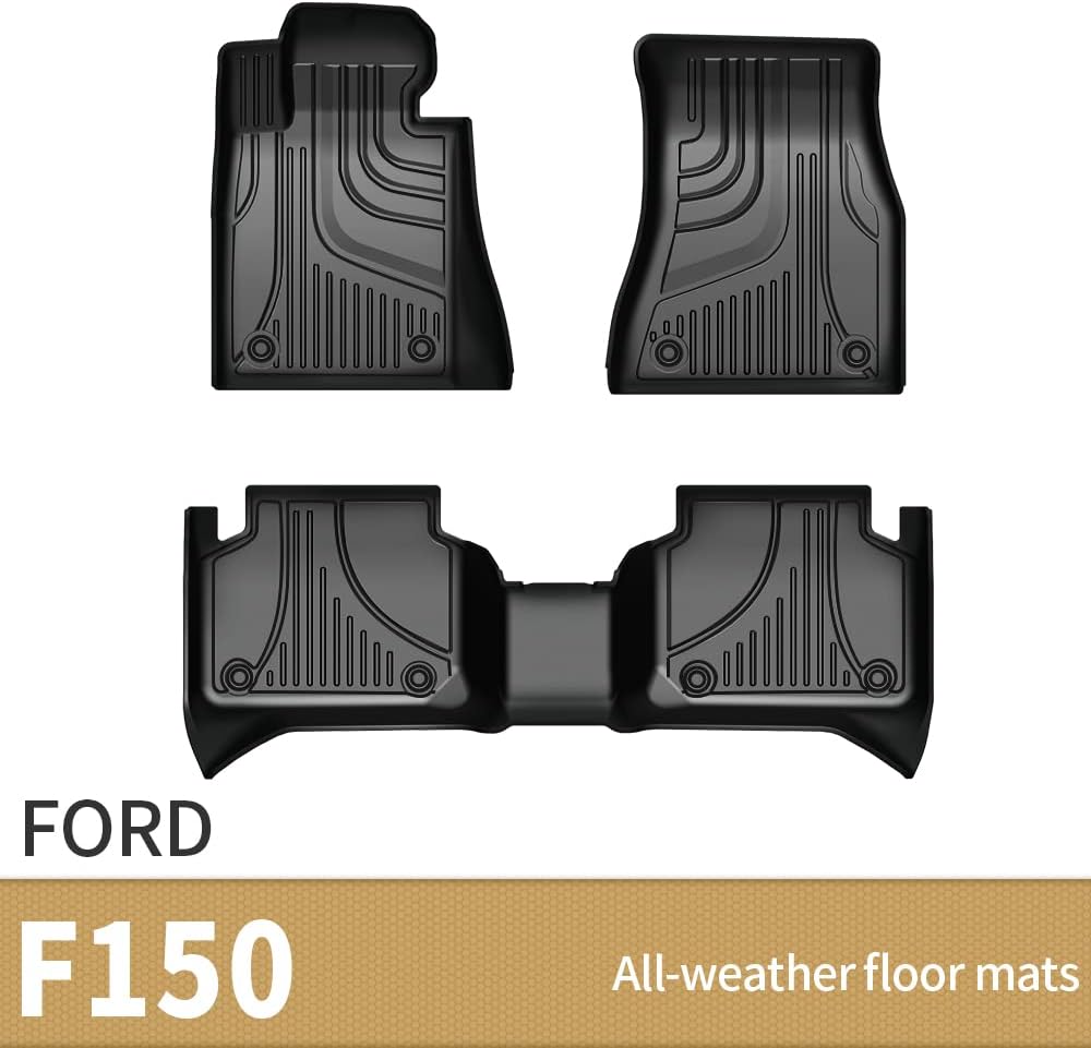 All Weather Car Floor Mats Front & 2nd Seat Floor Liners E9746