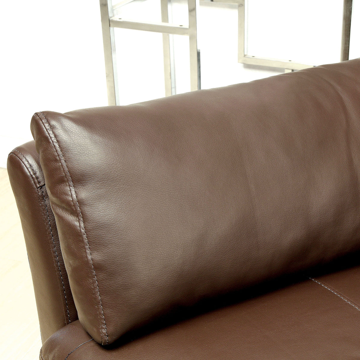 Brown Faux Leather L-Shaped Sectional Sofa K4336