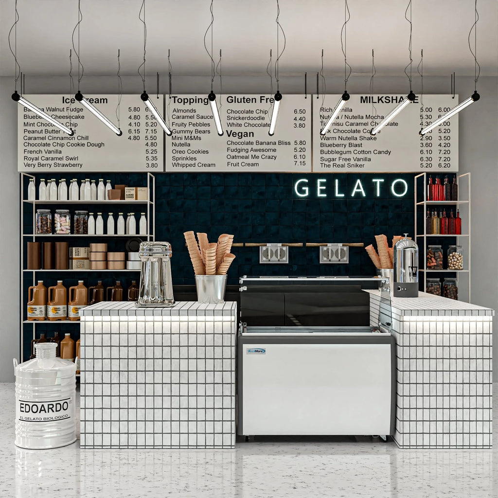 Gelato Dipping Cabinet Display Freezer with Sliding Glass Door and Sneeze Guard 13 cu. ft. C957649