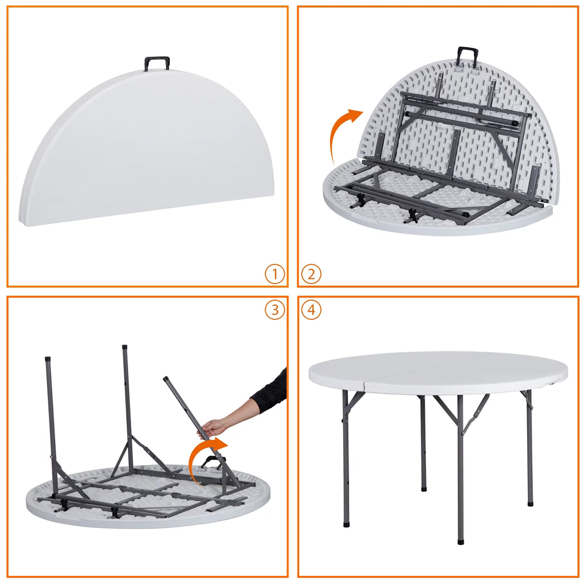 Black Round Foldable Plastic Table M1216
