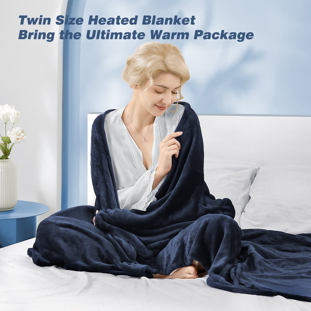 Electric Heated Blanket Twin Size Blue B4455