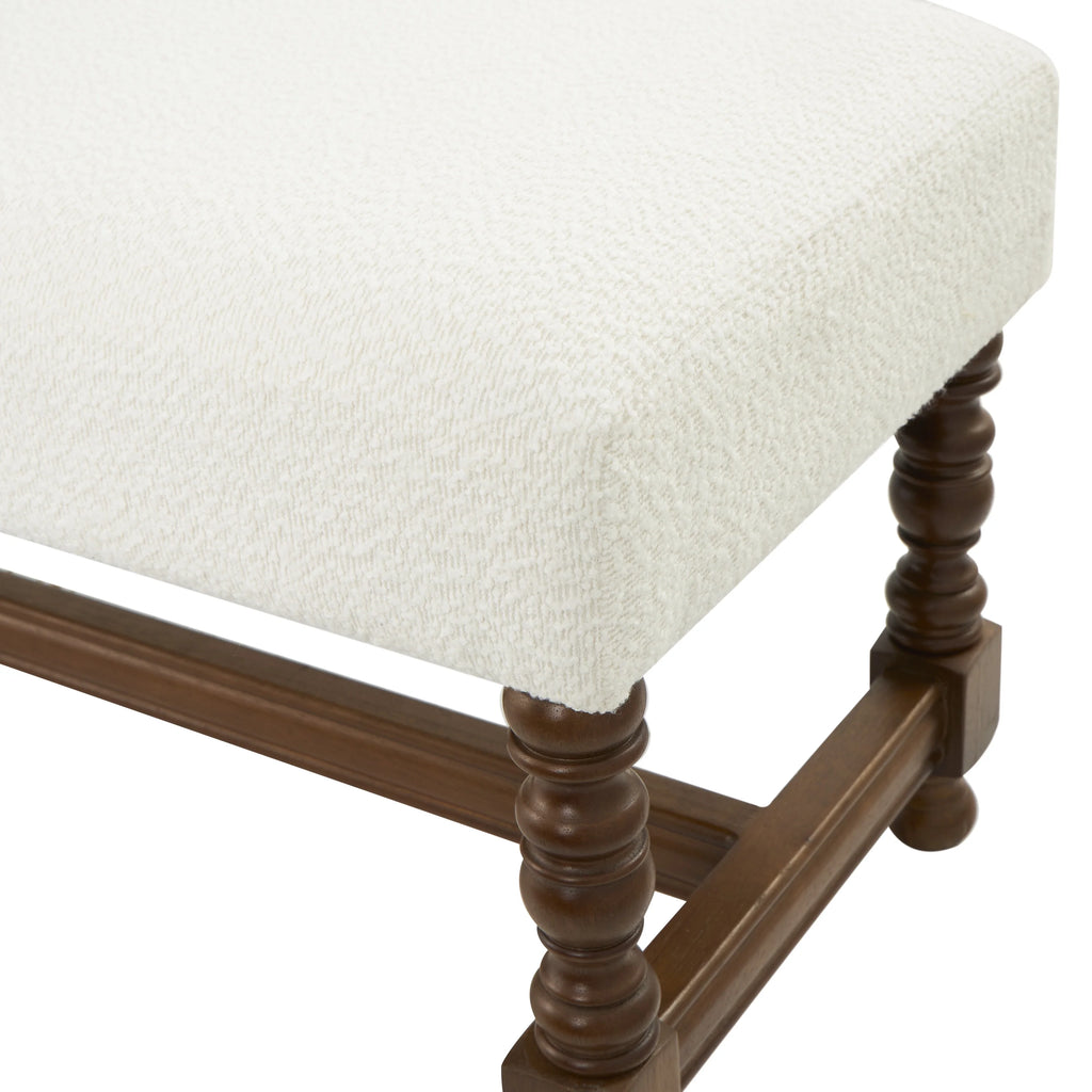Fabric Bench with Brown Traditional Wood Turned Legs T66857