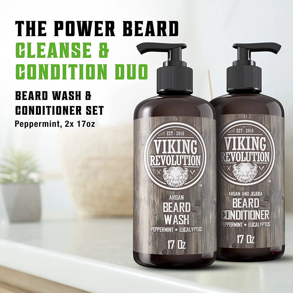 Beard Wash & Beard Conditioner Peppermint & Eucalyptus 34 Oz O214024