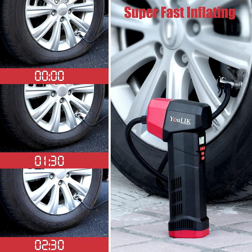 Tire Inflator Portable Air Compressor, 6000mAh Cordless Electric Pump N358