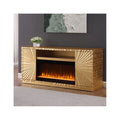Metallic Gold Freestanding Infrared Electric Fireplace TV Stand B91365