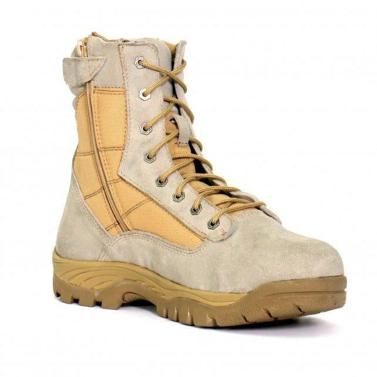 Tan Leather Lace Up Boots with Zippers O33857