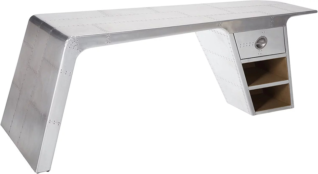 Aluminum Desk with 1 Drawer and 2 Shelves F9774