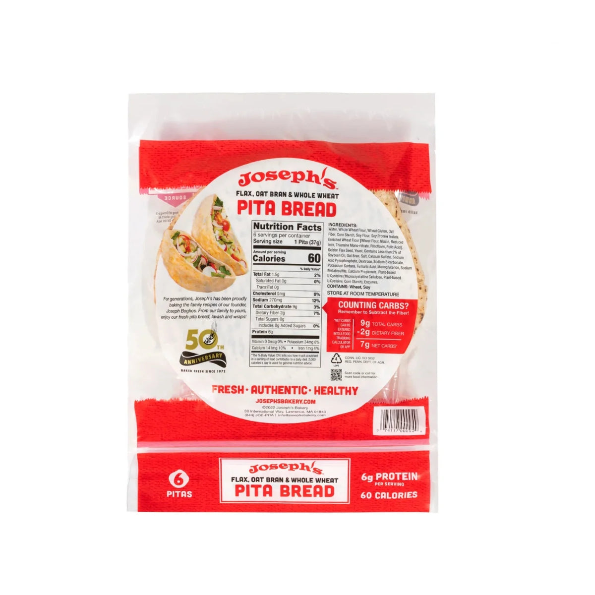 Low Net Carb Flax Pita Bread 6 Pack H2299
