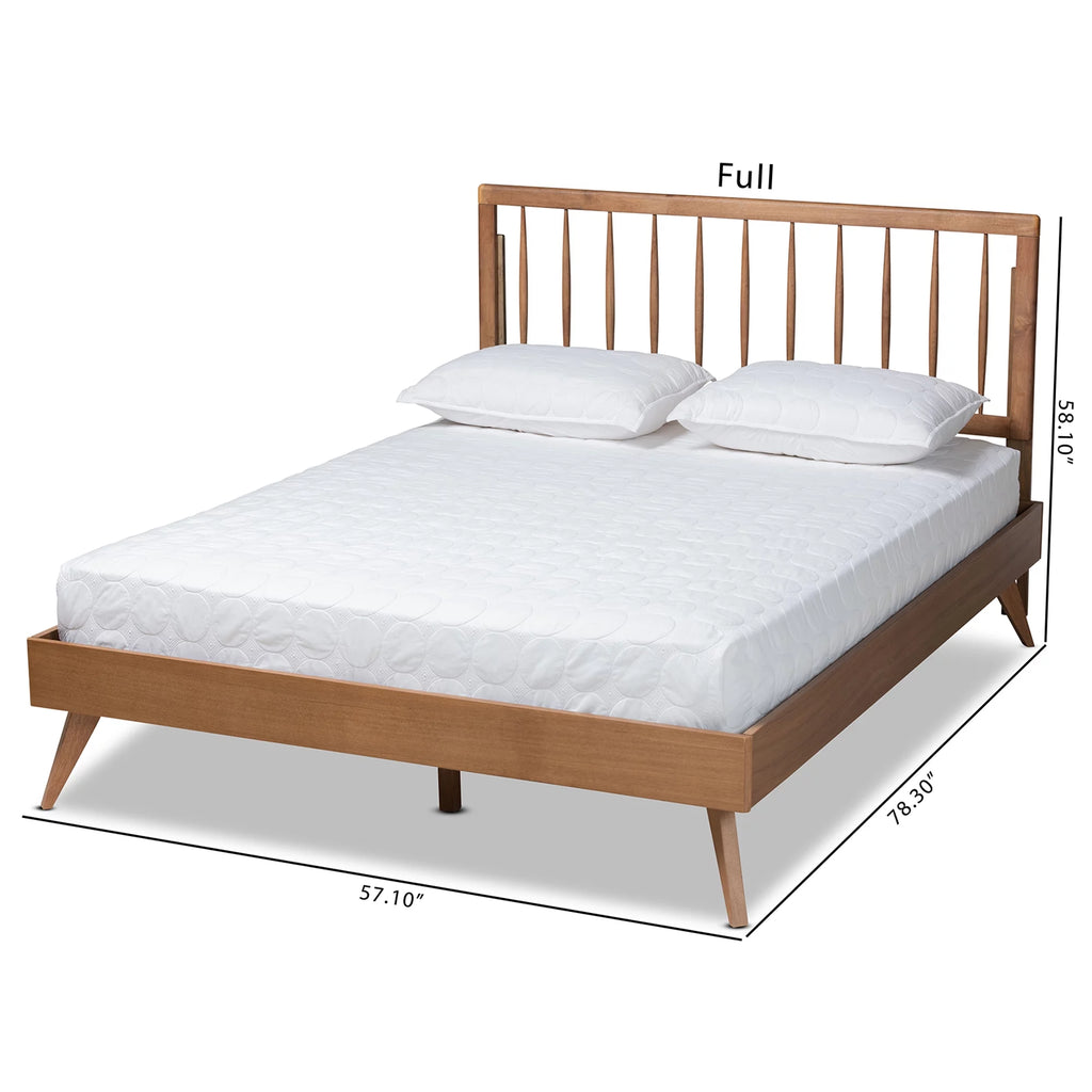 Full Ash Walnut Wood Platform Bed S6389