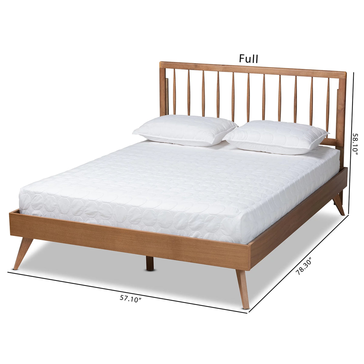 Full Ash Walnut Wood Platform Bed S6389