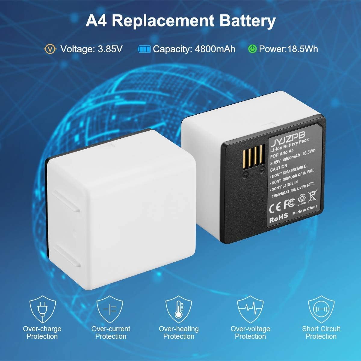 2 Pack 3.85V 4800mAh Replacement Batteries with Dual Battery Charger Y763432
