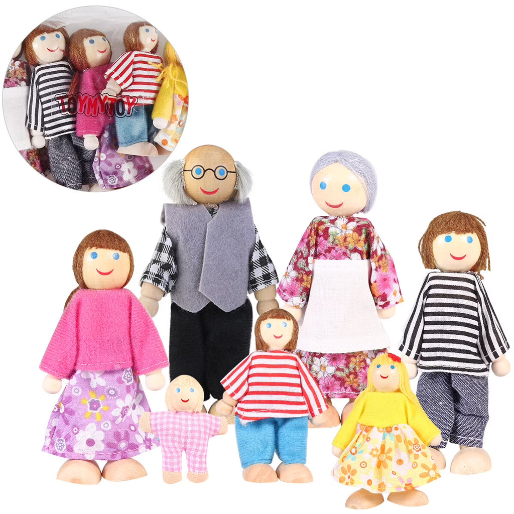 Wooden Dollhouse Dolls Set of 7 Figures K26469