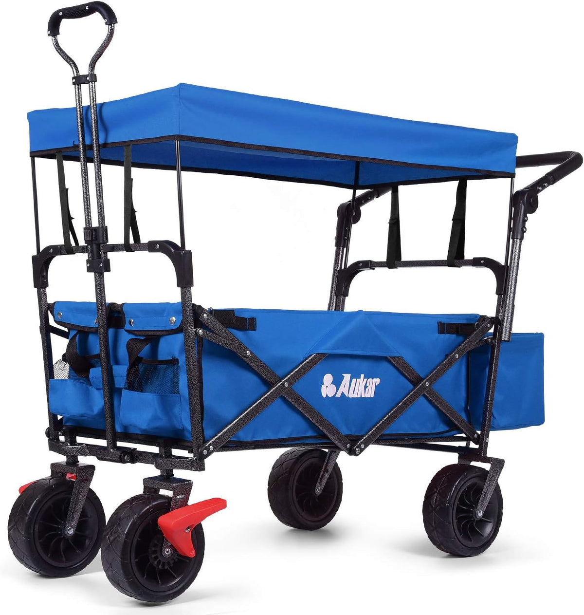 Collapsible Folding Wagon Utility Garden Cart with 7 All-Terrain Wheels O562