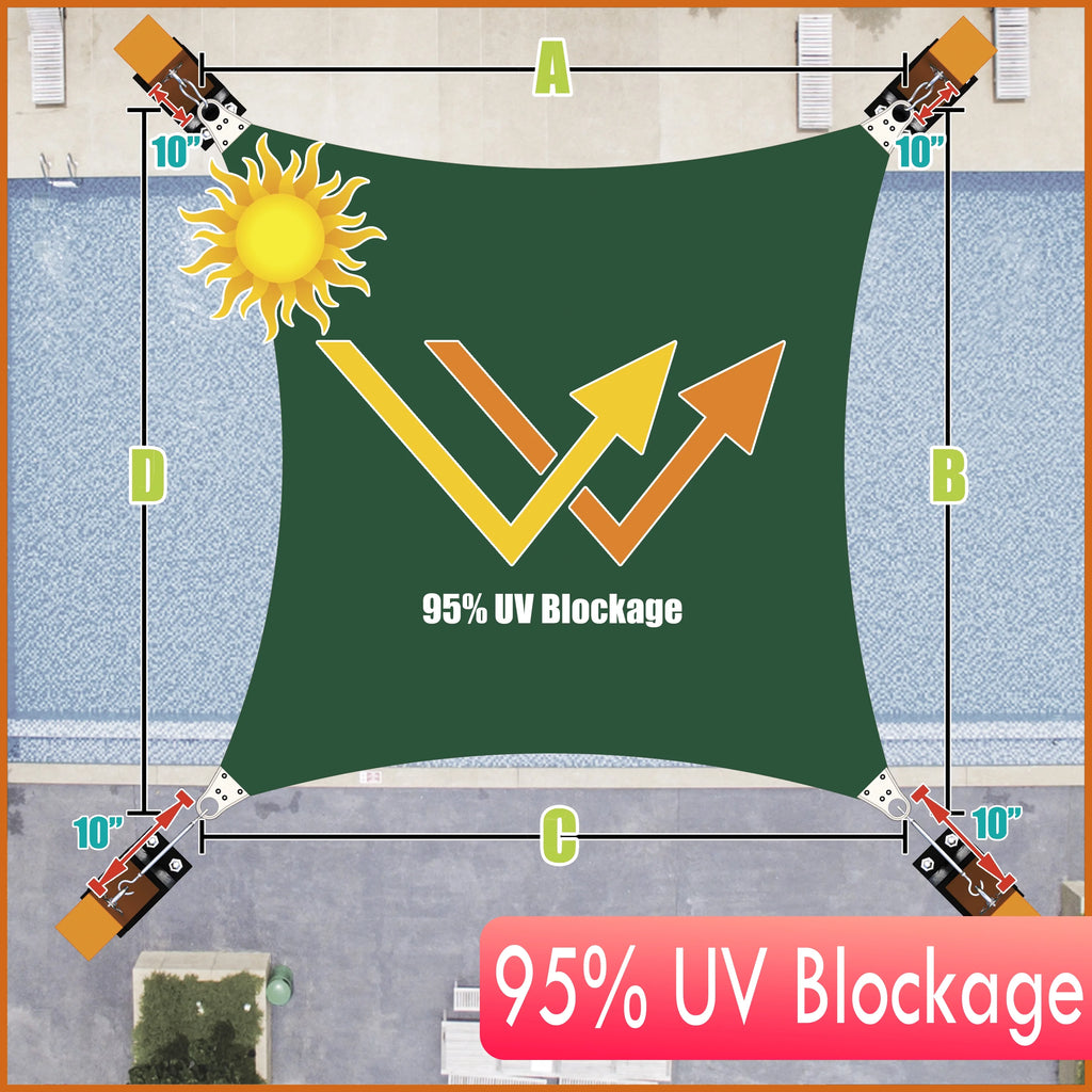 12' x 12' Green Square Sun Shade Sail Canopy K686