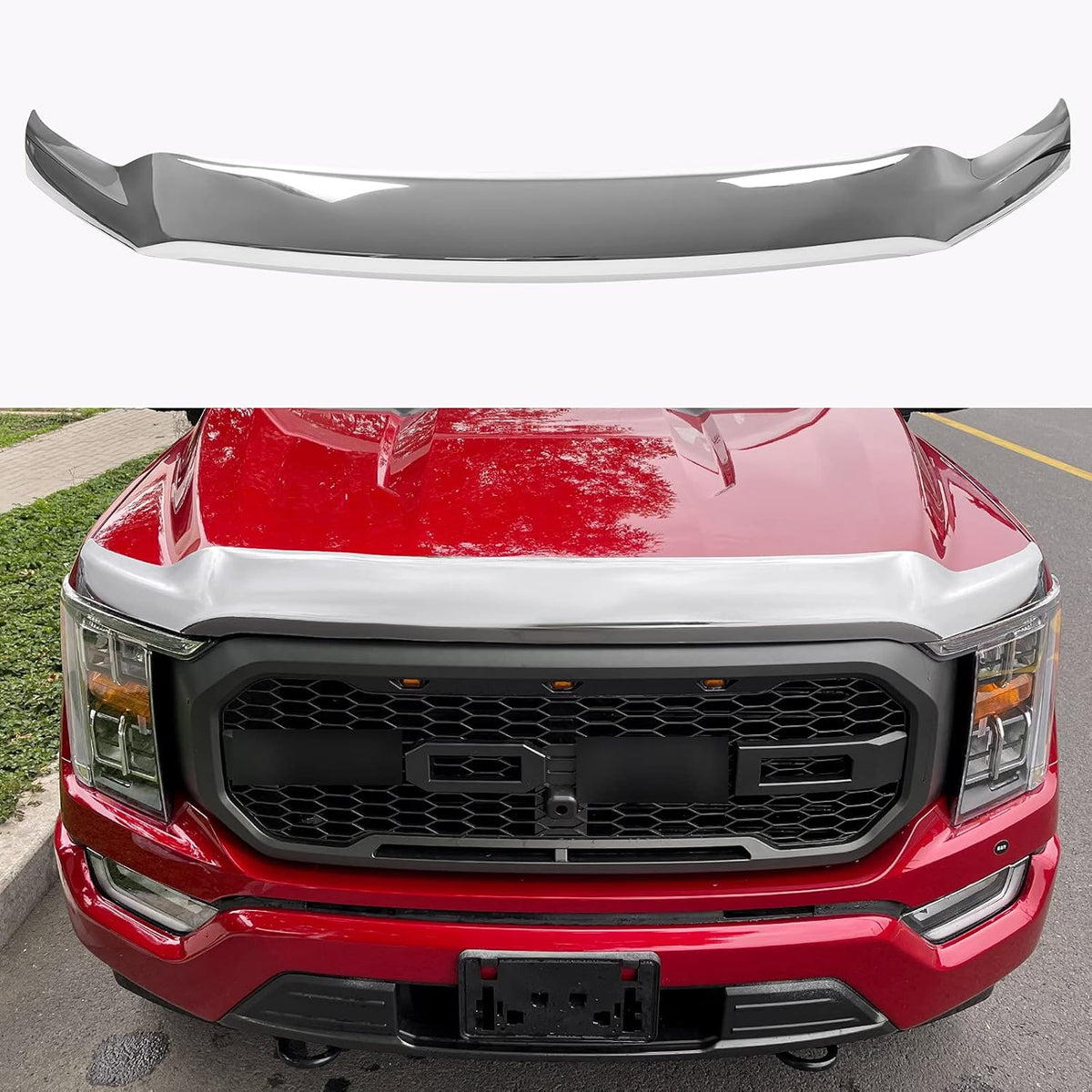 Glossy Carbon Fiber Hood Deflector for Ford F150 V791275