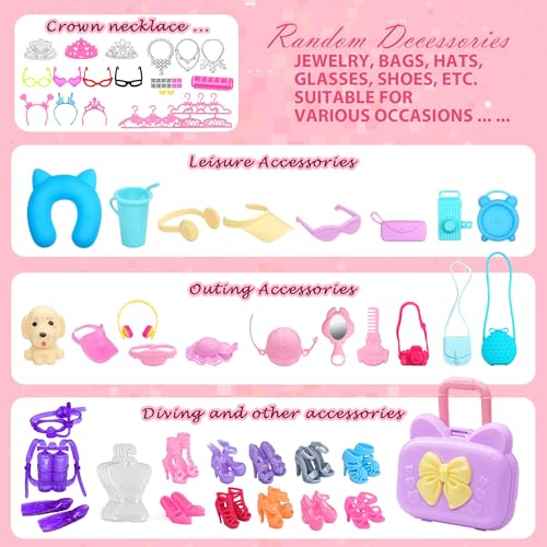 Doll Clothes and Accessories with Princess Gowns Dresses Shoes K232