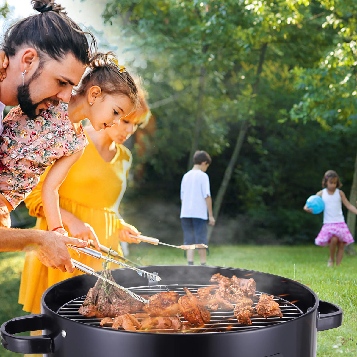 Portable Charcoal Smoker Grill S312939