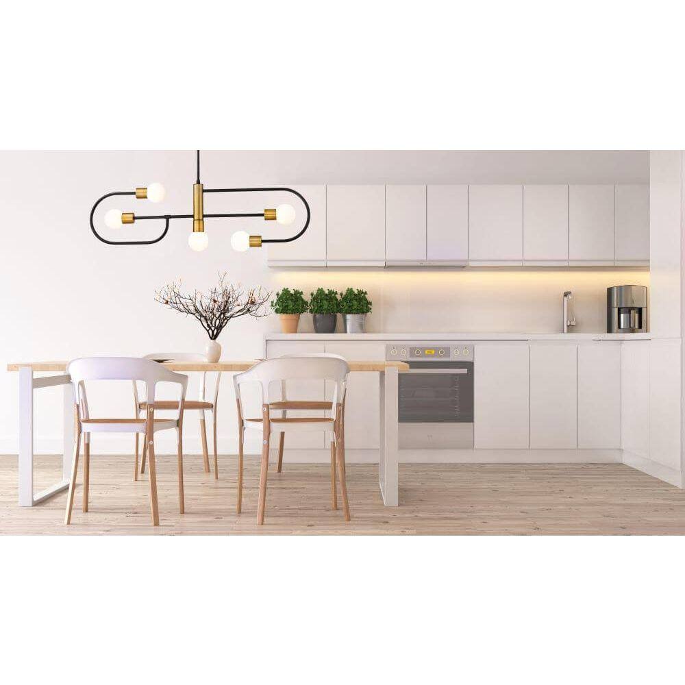 Matte Black Foundry Brass 5 Light Island/Billiard S9410