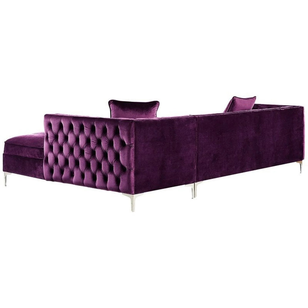 Purple Velvet Sectional Sofa with Right Facing Chaise C270319