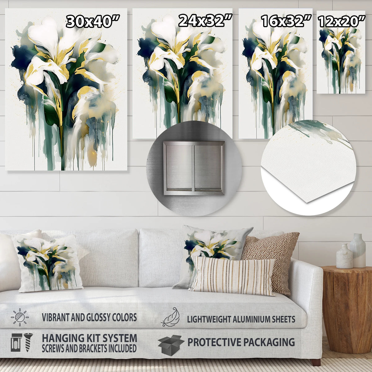 Green Floral Metal Art B22990