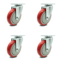 Red Polyurethane Wheel Swivel Casters Set of 4 L24585
