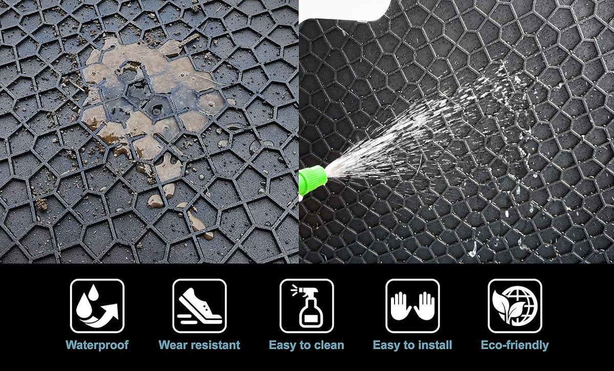 Black Rubber Heavy Duty Cargo Floor Mat Pack of 2 S338969