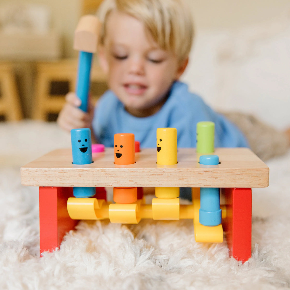 Wooden Pounding Bench Toy With Mallet Y1469