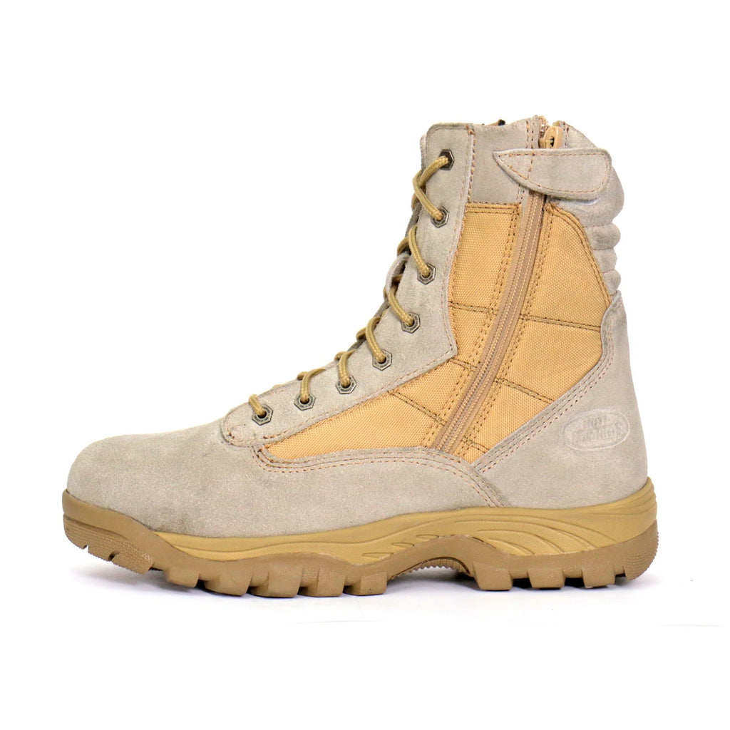 Tan Leather Lace Up Boots with Zippers O33857