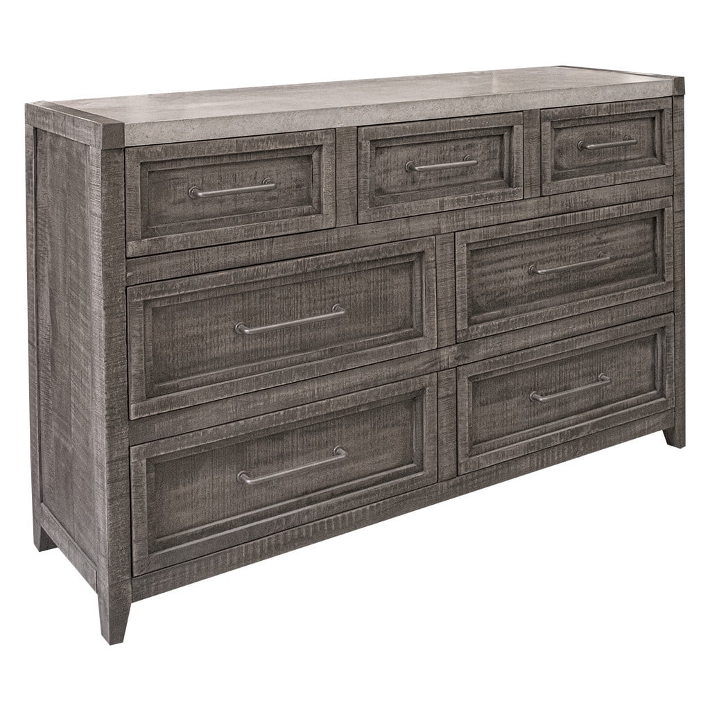 Gray Solid Wood Seven Drawer Triple Dresser R75461