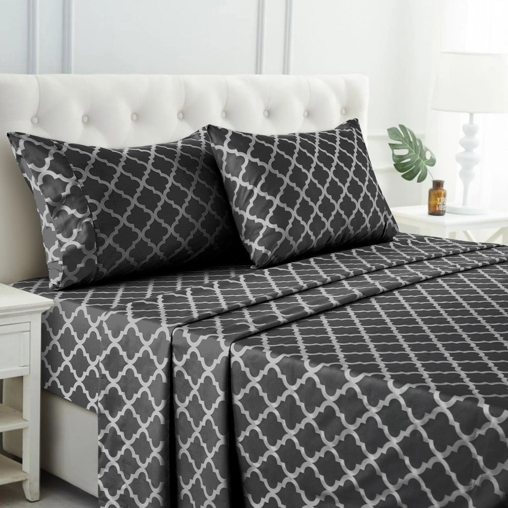 Queen Size 4 Piece Microfiber Deep Pocket Bed Sheets Set U3026