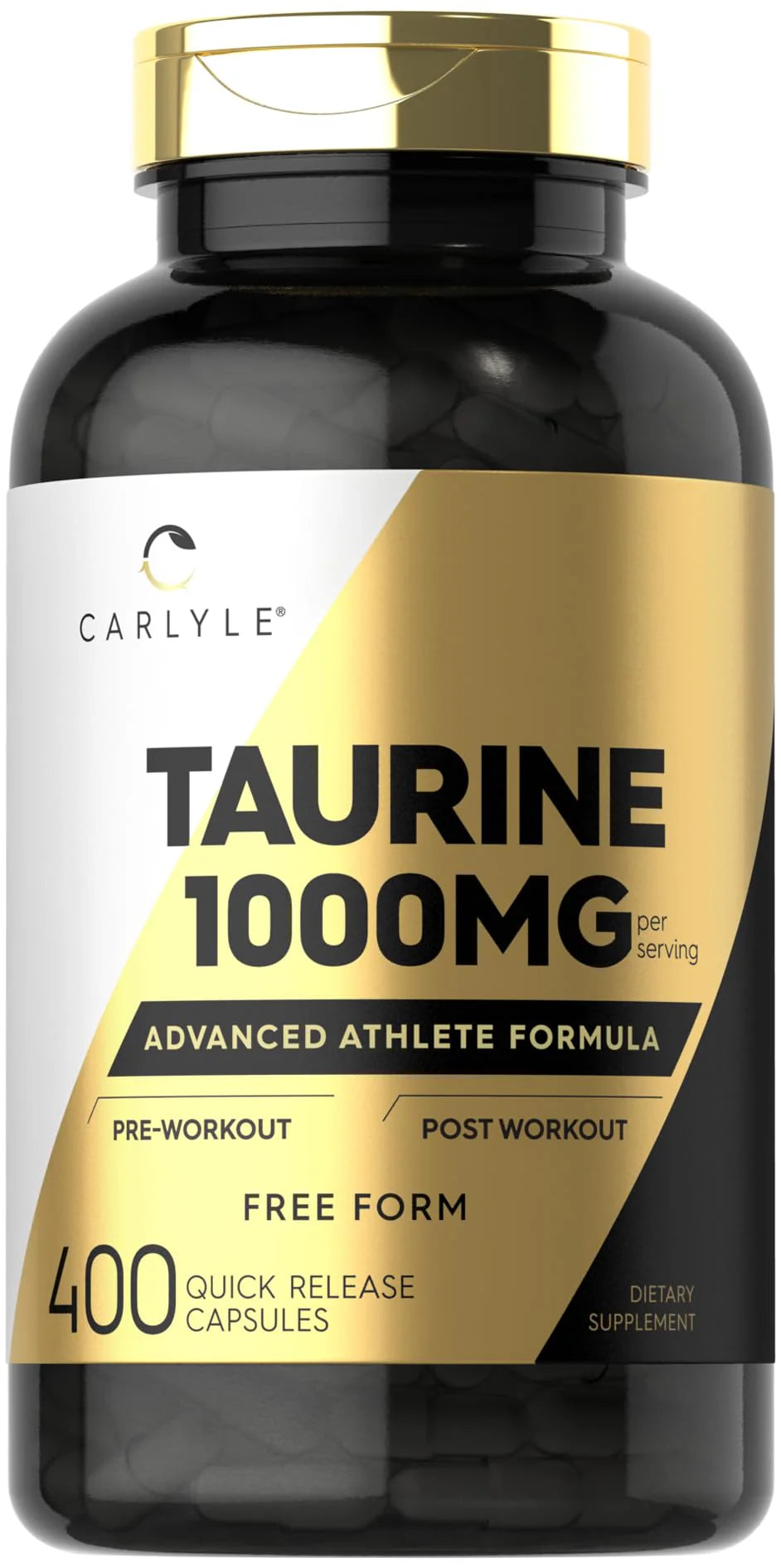 Taurine 1000mg Capsules 400 Count Non GMO Gluten Free Q460333