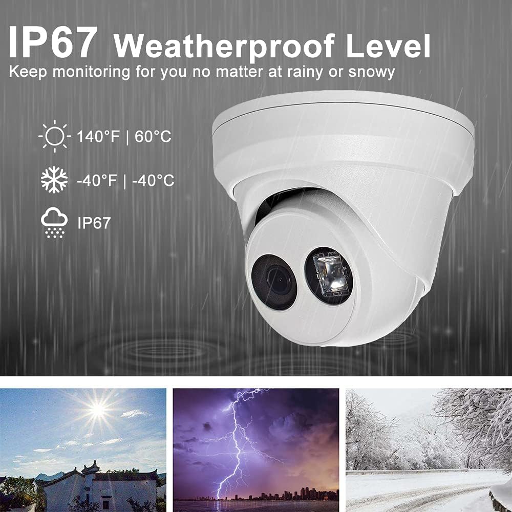 4MP PoE Outdoor Turret IP Camera with 98ft Night Vision, IP67 Waterproof, 256GB Micro SD Storage C2560