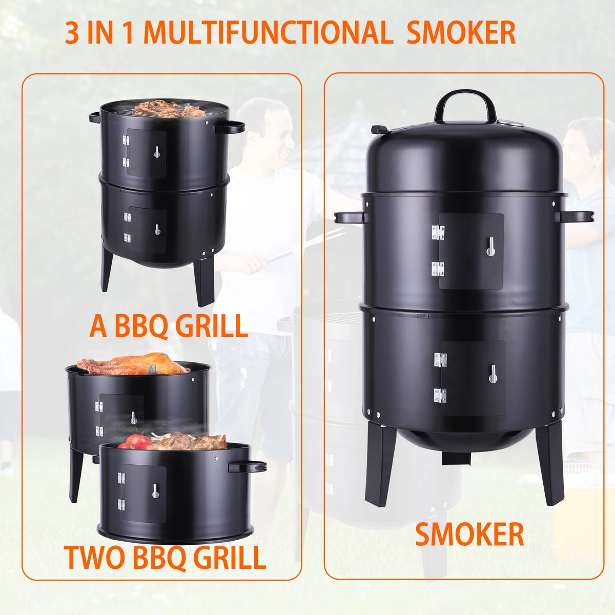 Portable Charcoal Smoker Grill S312939