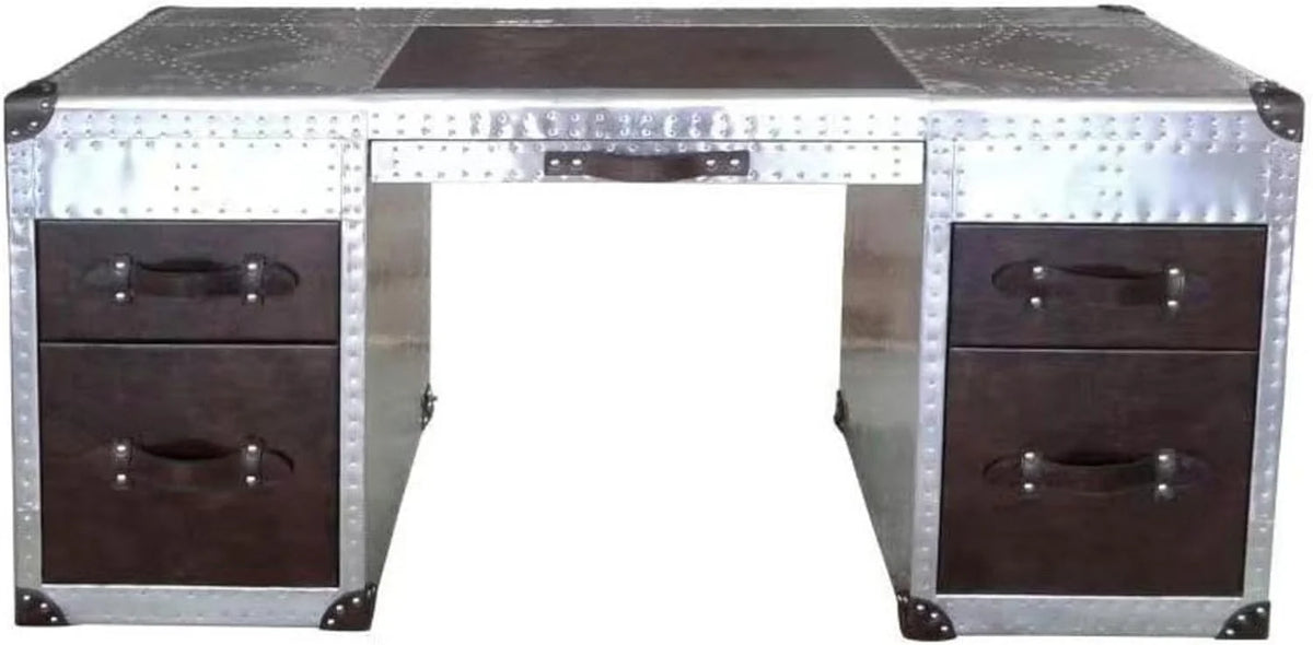 Aluminum Desk with Leather Drawer S5023