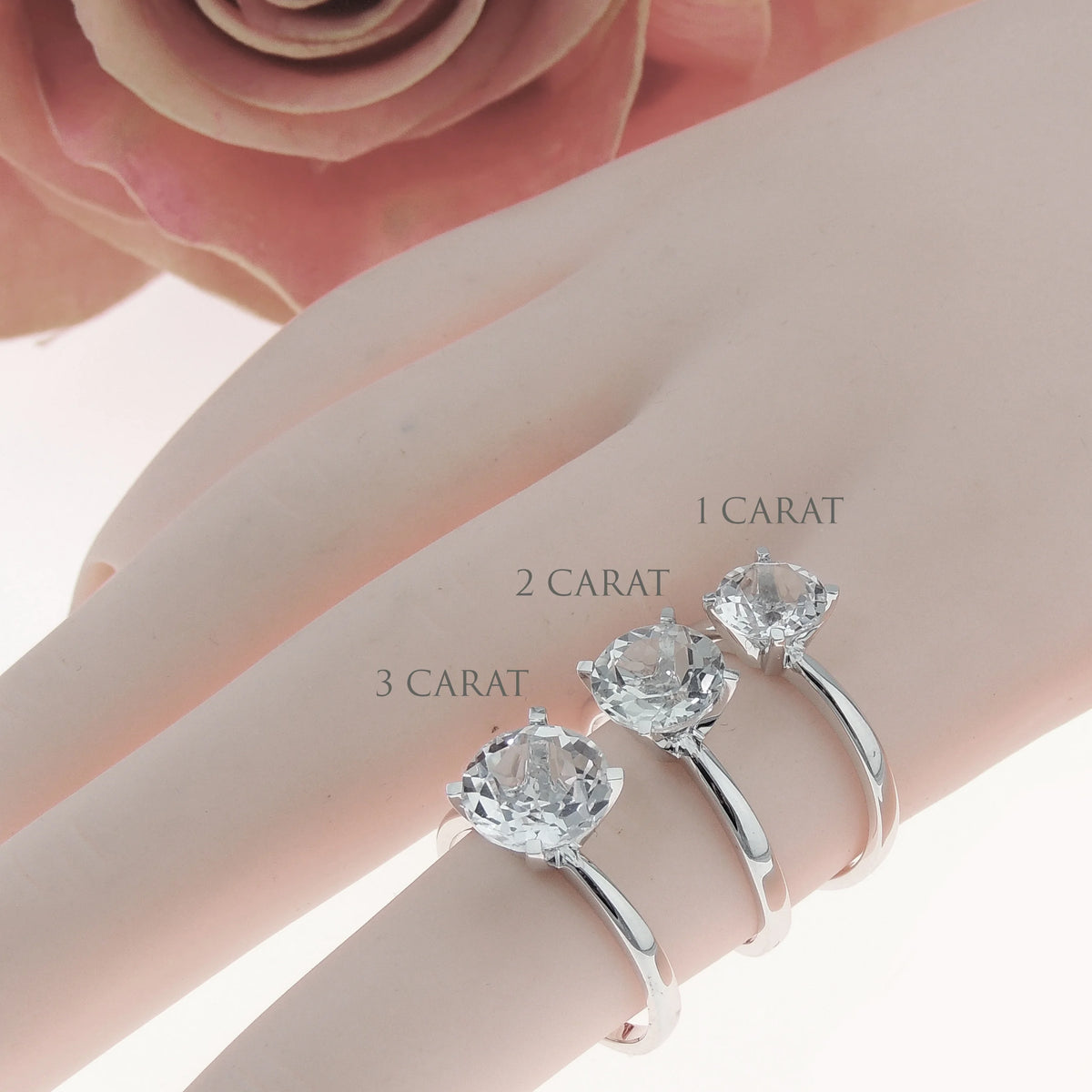 3Ct Topaz Rose Sterling Silver Engagement Ring D49858