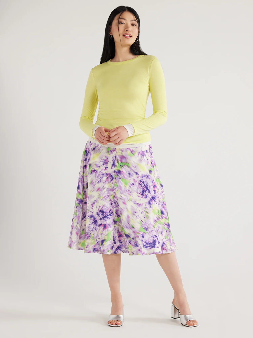 Women's Satin Midi Skirt R8764