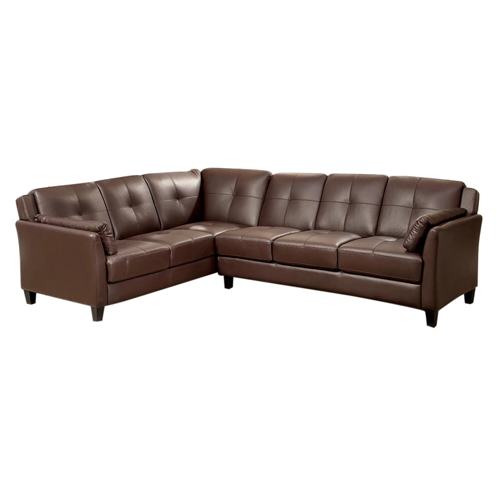 Brown Faux Leather L-Shaped Sectional Sofa K4336