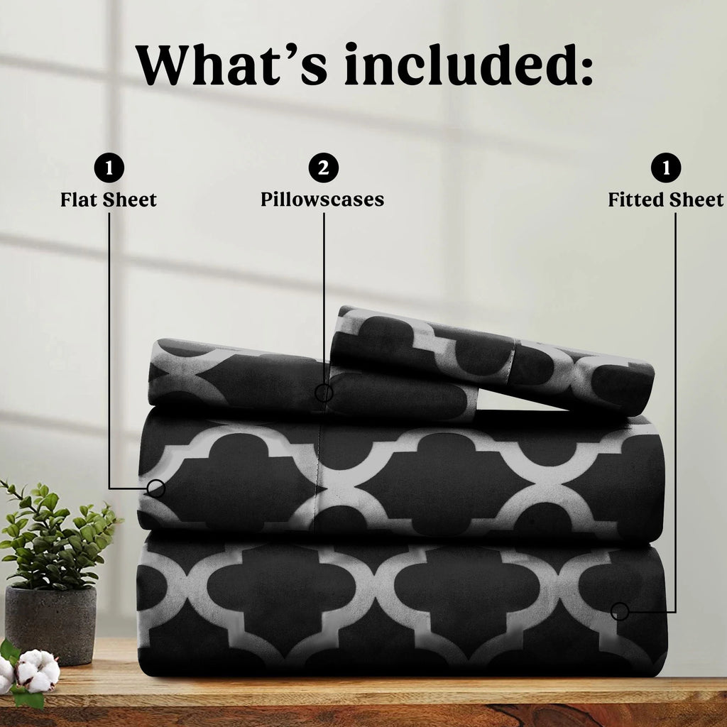 Queen Size 4 Piece Microfiber Deep Pocket Bed Sheets Set U3026