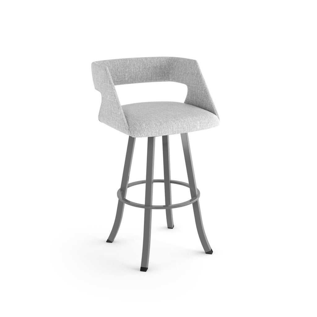 Soft Grey White Polyester Swivel Counter and Bar Stool D14309