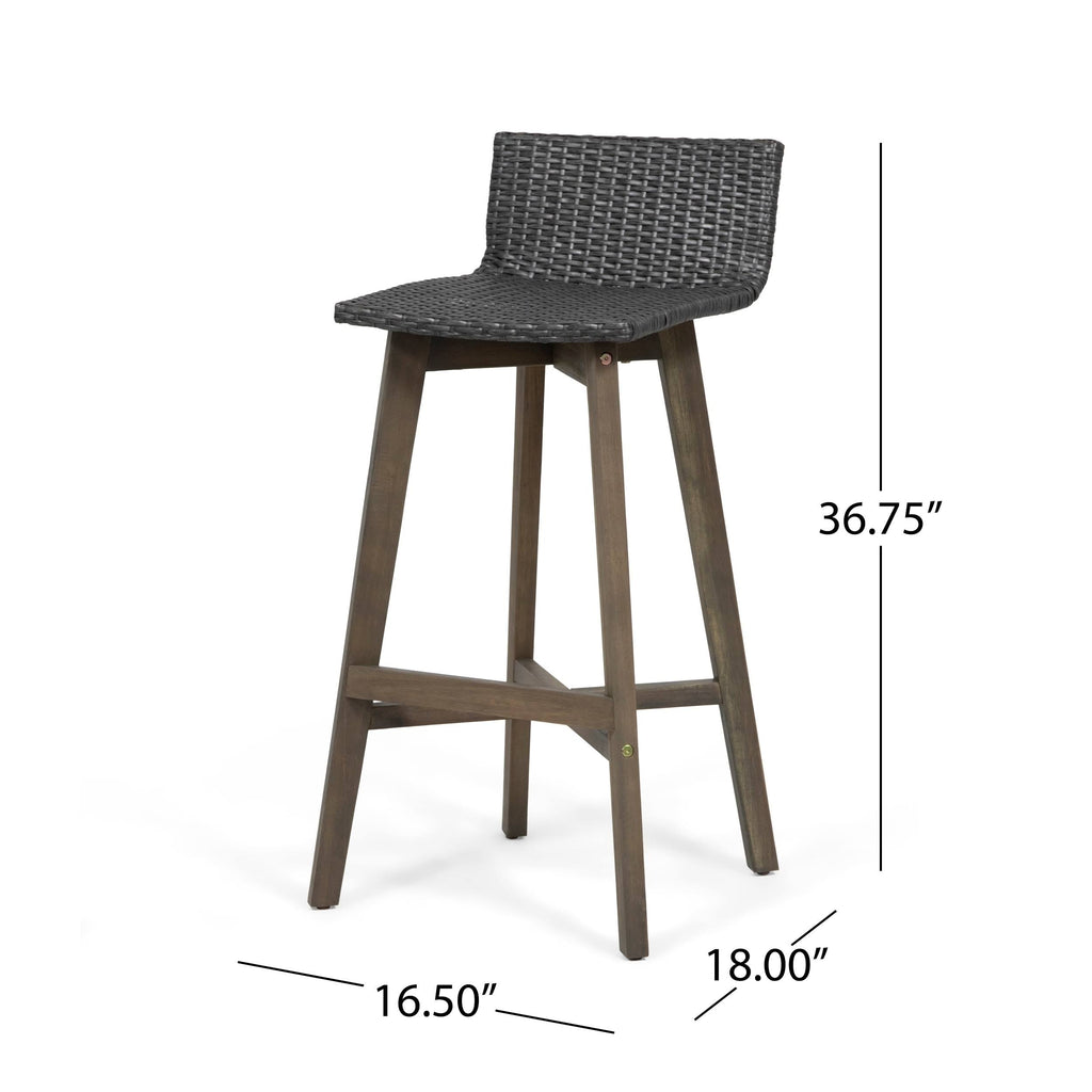 4pk Acacia Wood Wicker Patio Barstools Brown Y335459