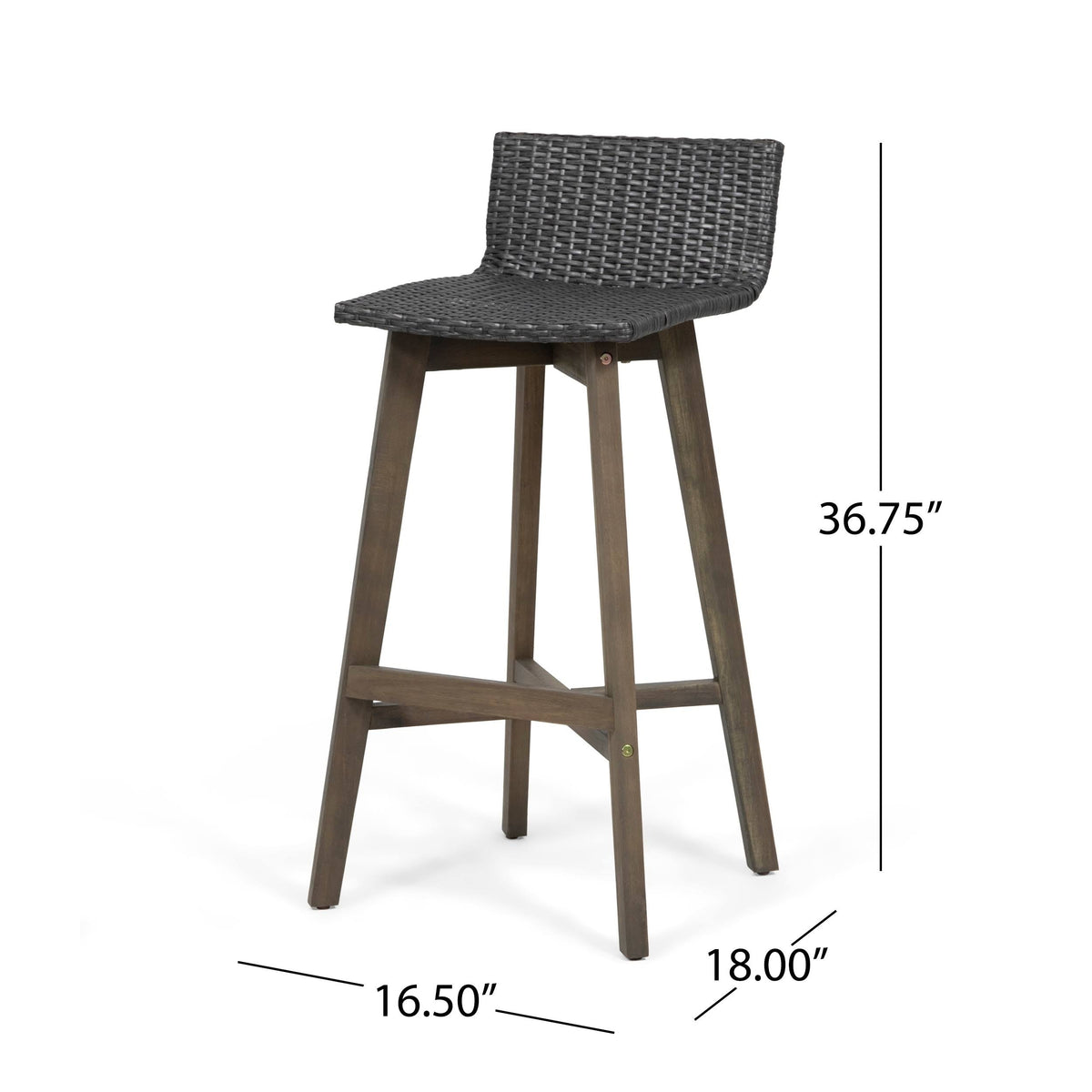 4pk Acacia Wood Wicker Patio Barstools Brown Y335459