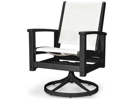 Satin White / White / Navy Blue Sling Swivel Rocker I1007