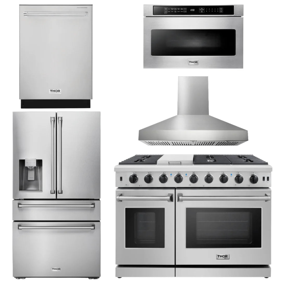 48 Gas Range, Range Hood, Dishwasher, Refrigerator, Microwave U715