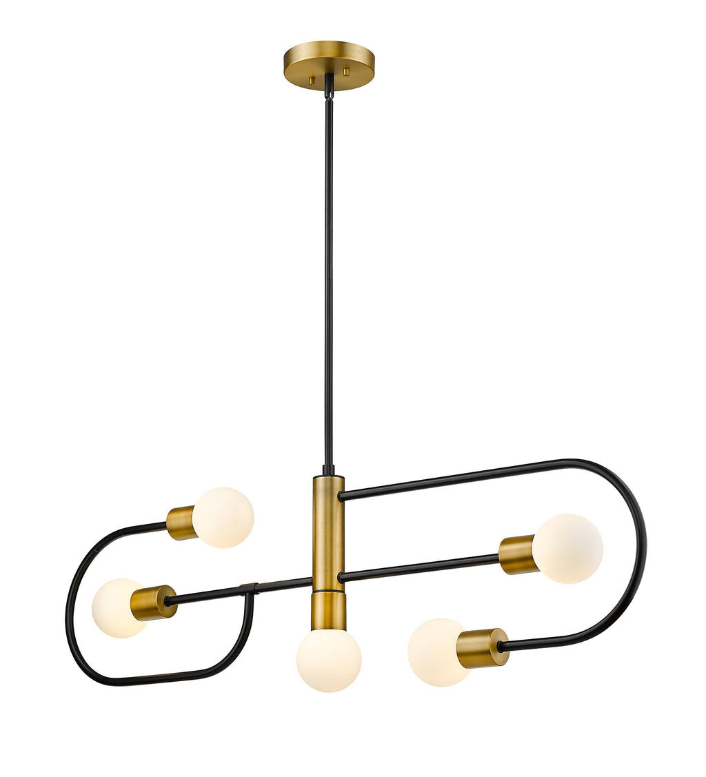 Matte Black Foundry Brass 5 Light Island/Billiard S9410
