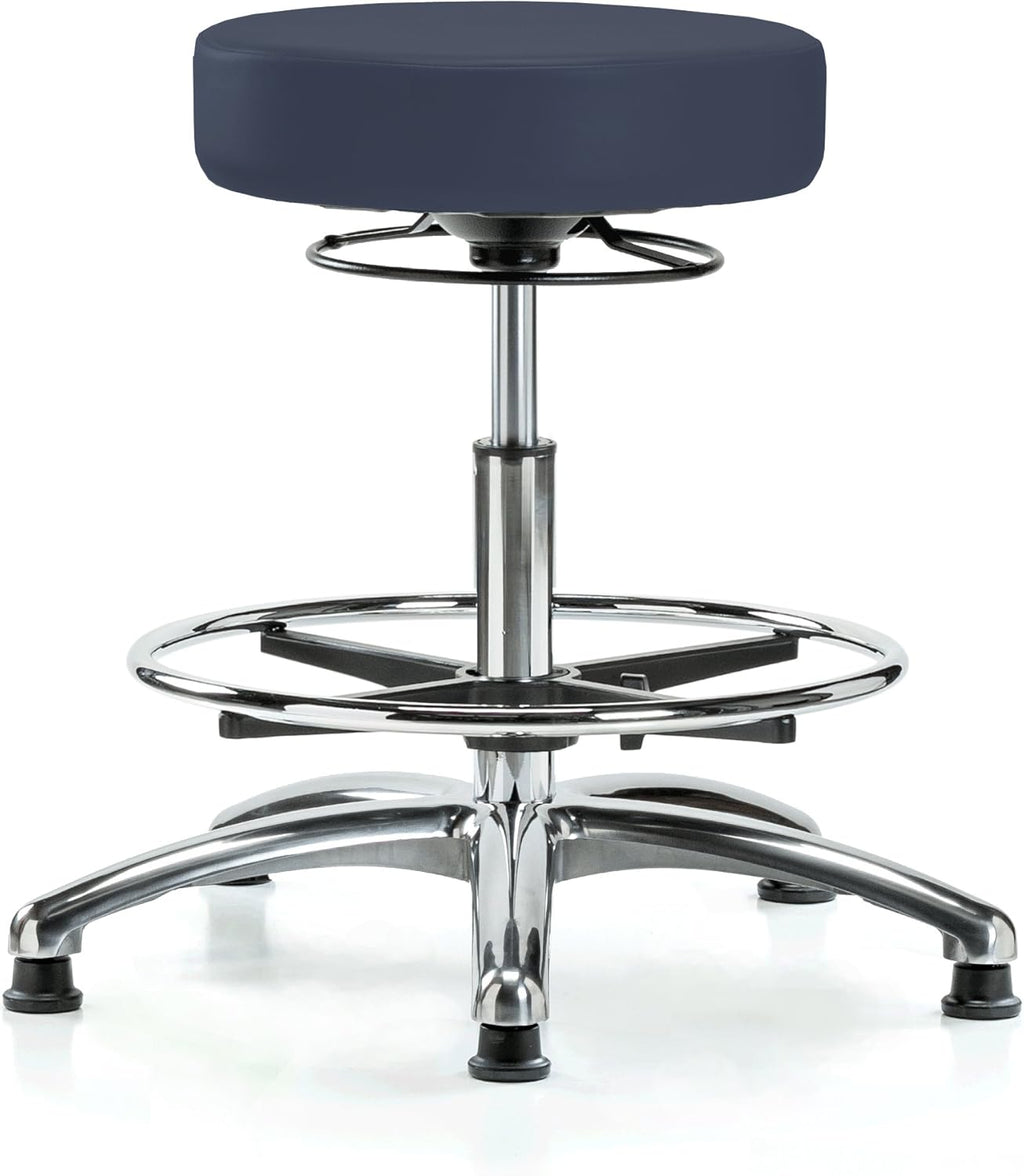 Chrome 360 Degree Adjustable Swivel Stool Imperial Blue Vinyl I38929