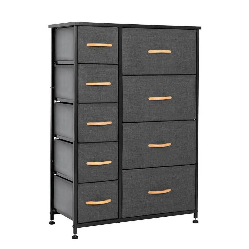 Gray Black Steel Fabric 9 Drawer Dresser E23846