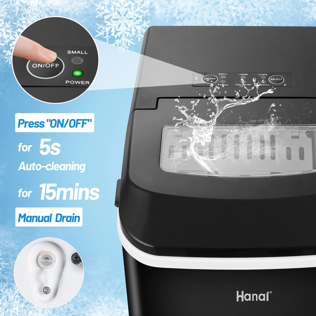 Black Portable Compact Countertop Ice Maker R44375