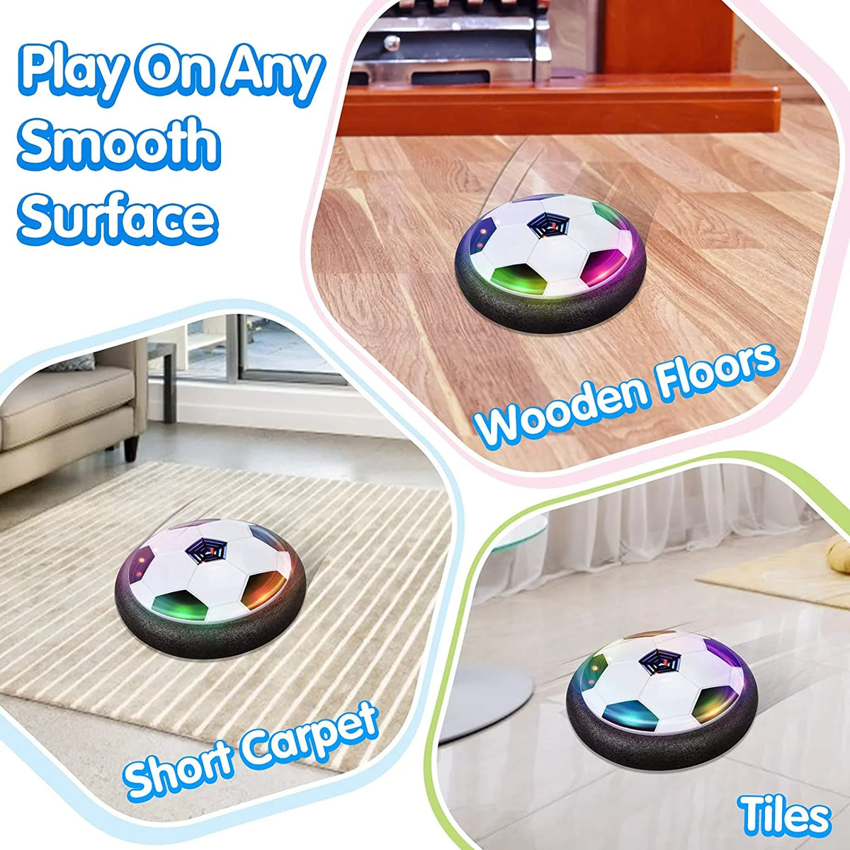 Hover Soccer Ball Set of 2 with LED Lights and Soft Foam Bumpers T92859