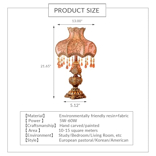Antique Victorian Floral Table Lamp Fabric Lampshade Resin Base C410